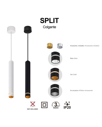 SPLIT * COLGANTE MINI GU10 NEGRO